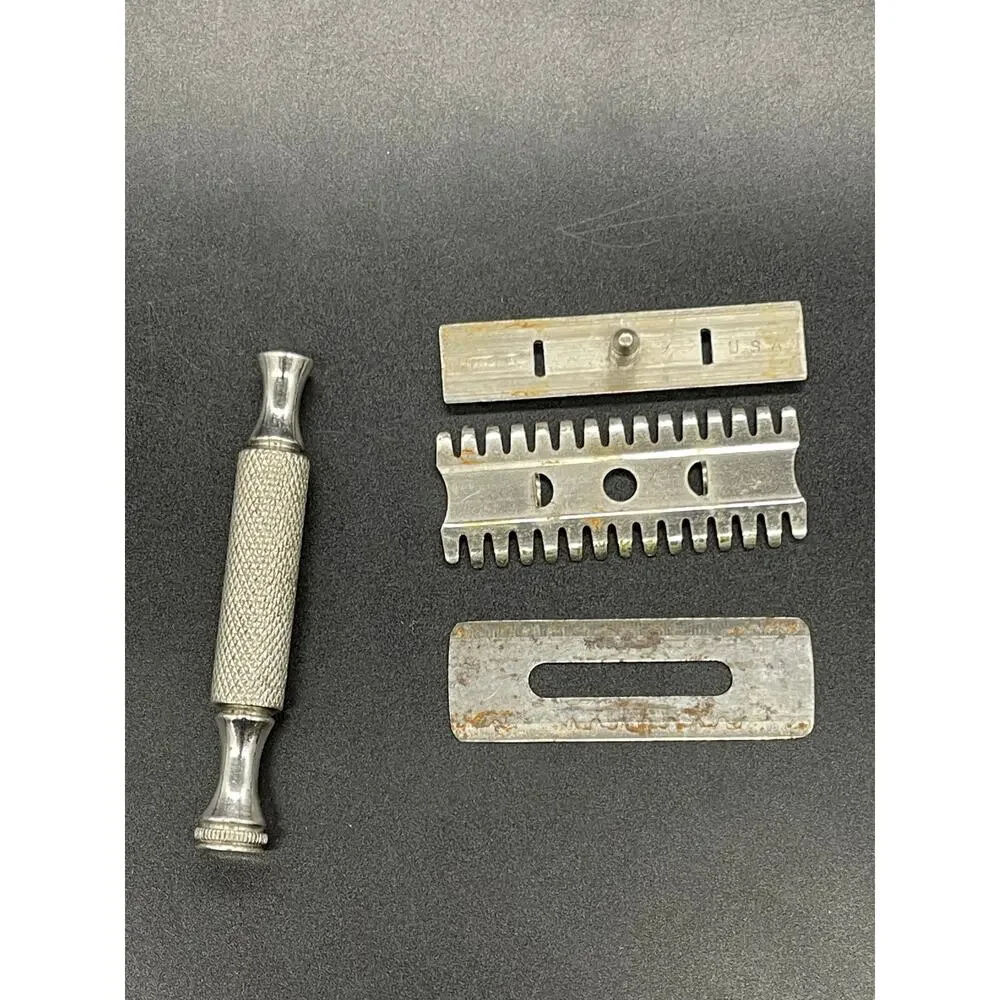 Vintage 1907 Durham Duplex Short Open Comb Double Blade Safety Razor *See Photos